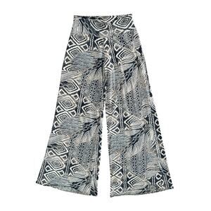Clara Sun Woo Palazzo Pants Women S Navy Abstract Artsy Wide‎ Leg Slinky Funky